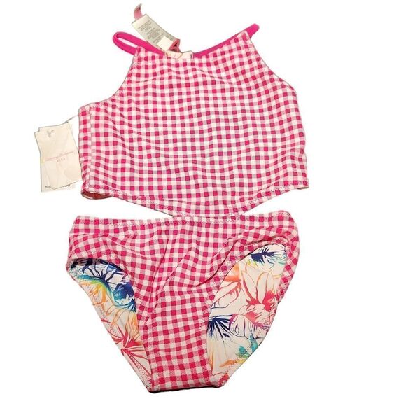 Tommy Bahama Girls Toddler Two Piece Reversible Swim Suit Sun Protection Size 2T - Picture 3 of 6